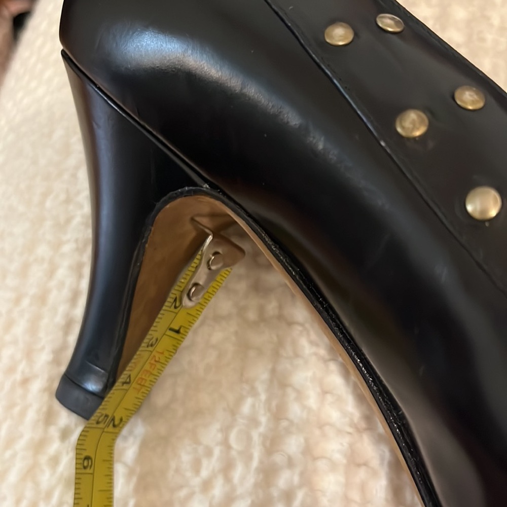 Women’s Nando Muzi Black Heels Size 8.5 Gold Stud Accents Made in Italy Pointed - Picture 8 of 8